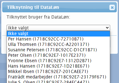 Vælg medarbejder i DataLøn