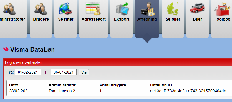 Log over DataLøn-overførsler